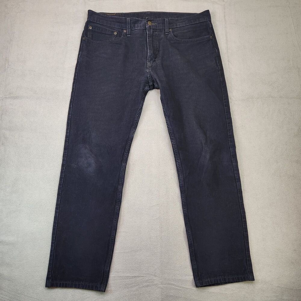 Levi's 502 Corduroy Pants‎ Men's 34x30 Navy Tapered Cotton Stretch Flat Casual